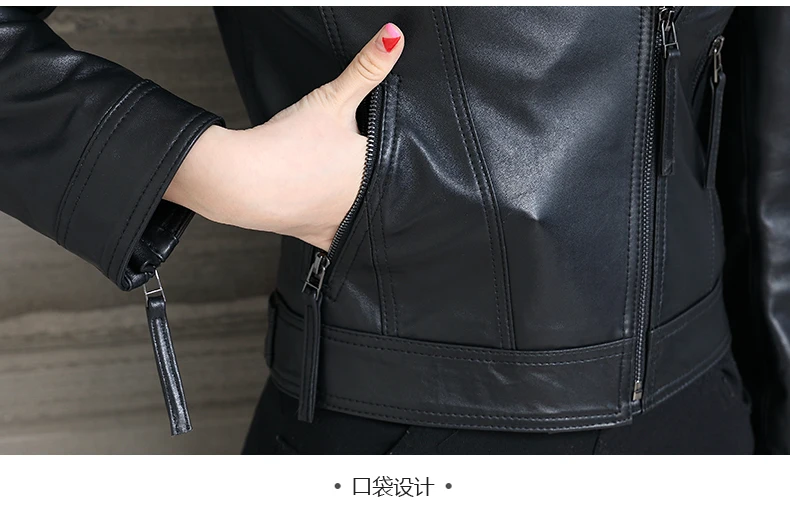 Cuir Rivet Véritable Peau Moto Manteau Veste Mode De 2018 En Réel Femelle Mouton Femmes Biker aPAawrx