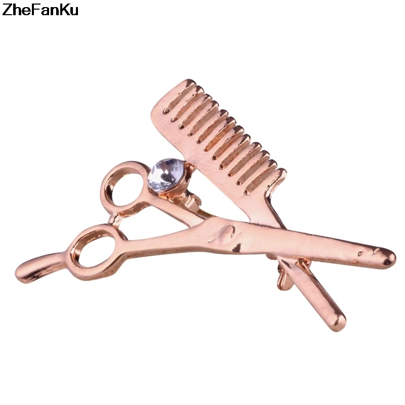 

Hairstylist Barber Scissors Brooches Pins Hair Stylist Comb DIY Brosche Women Bijoux Male Lapel Pin Jewellery Free Shipping