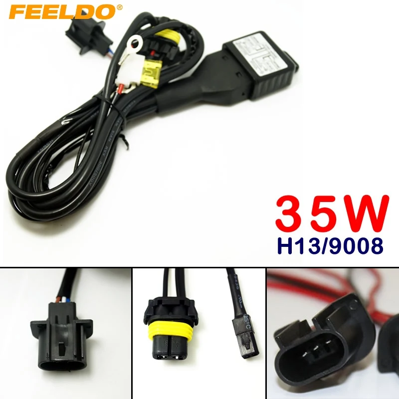 

FEELDO 4Pcs 12V 35W H13/9008 Hi/Lo Beam Bi-xenon Relay Harness For HID Conversion Kit