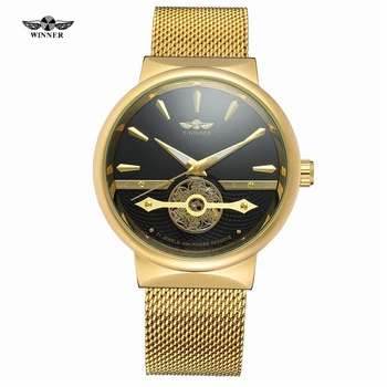 

Winner Fashion Casual Neutral Design Gold Silver Steel Transparent Case Skeleton Watch Mens Watch Top Brand Luxury Mechanical