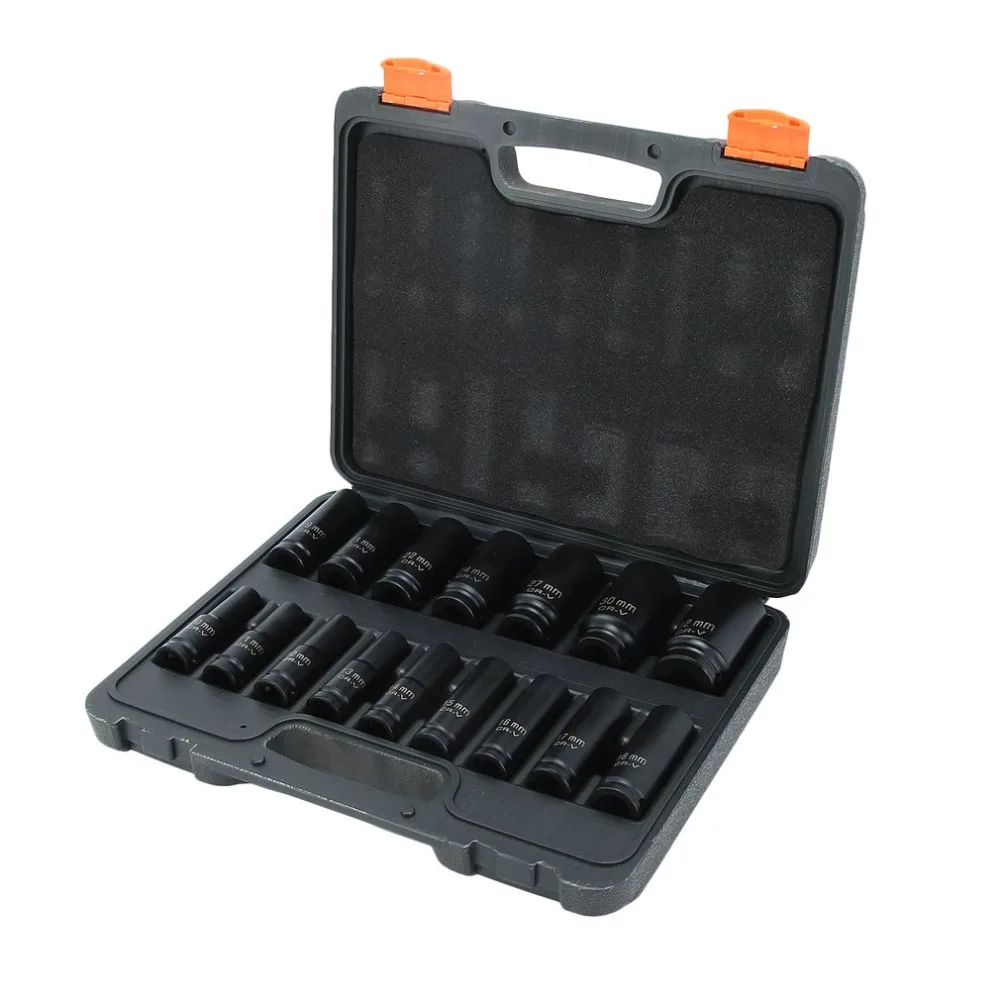 

16PCS/SET 1/2 Inch Drive Metric Deep Impact Socket Set 10-32mm 6 Point Axle Nut Sockets Workshop Hand Tool Sets