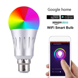Wifi-патрон, умный свет светодиодный лампы E27 E26 E14 B22 белый + RGB динамический светильник с эхо Alexa Google помощник для iOS и Android телефон