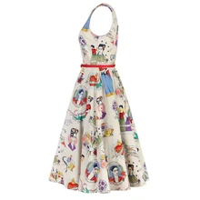 vintage 50s Frida Kahlo rockabilly women summer dress 2016 plus size clothing Audrey hepburn Floral robe Retr