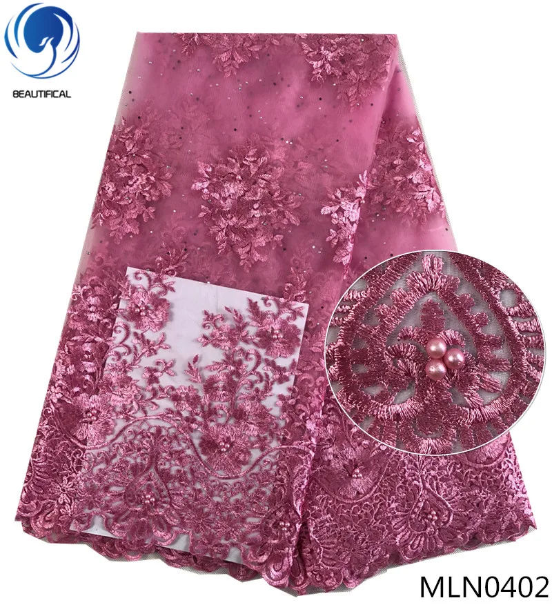 

BEAUTIFICAL pink lace fabric french fabric embroidery lace fabric free shipping flower lace fabric for lady 5yards/lot MLN04