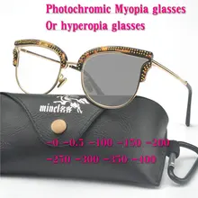 Переходные фотохромные солнцезащитные очки близорукость очки готовые близорукость очки для женщин компьютерные оптические очки кошачья оправа NX