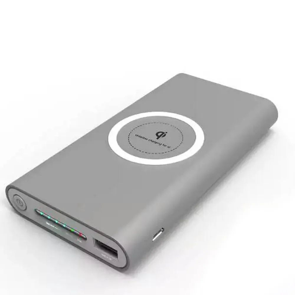 Binmer портативное Внешнее USB мобильное зарядное устройство 10000 мАч и беспроводное зарядное устройство 2 в 1 подходит для путешествий и прочный для Iphone X - Цвет: Gray