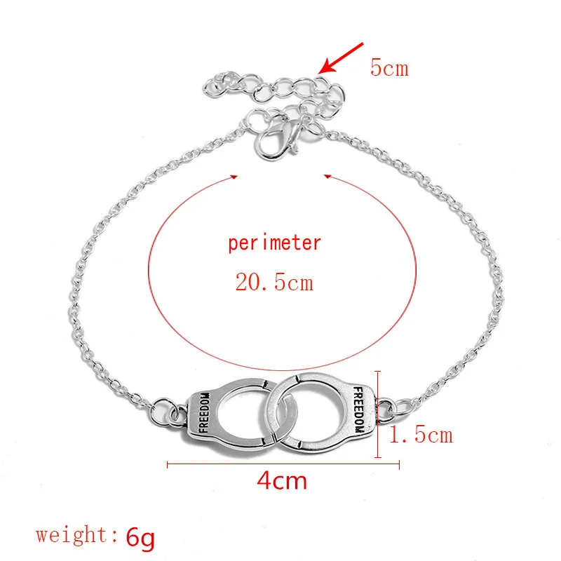 Love Handcuffs Beach Anklets For Women Trendy Foot Jewelry Freedom Letters Leg Bracelet Nice Gift LB018 silver anklet bracelet ankle chains cubic zirconia anklet beads anklet toe foot bracelet fashion accessories ankle slimming bangle