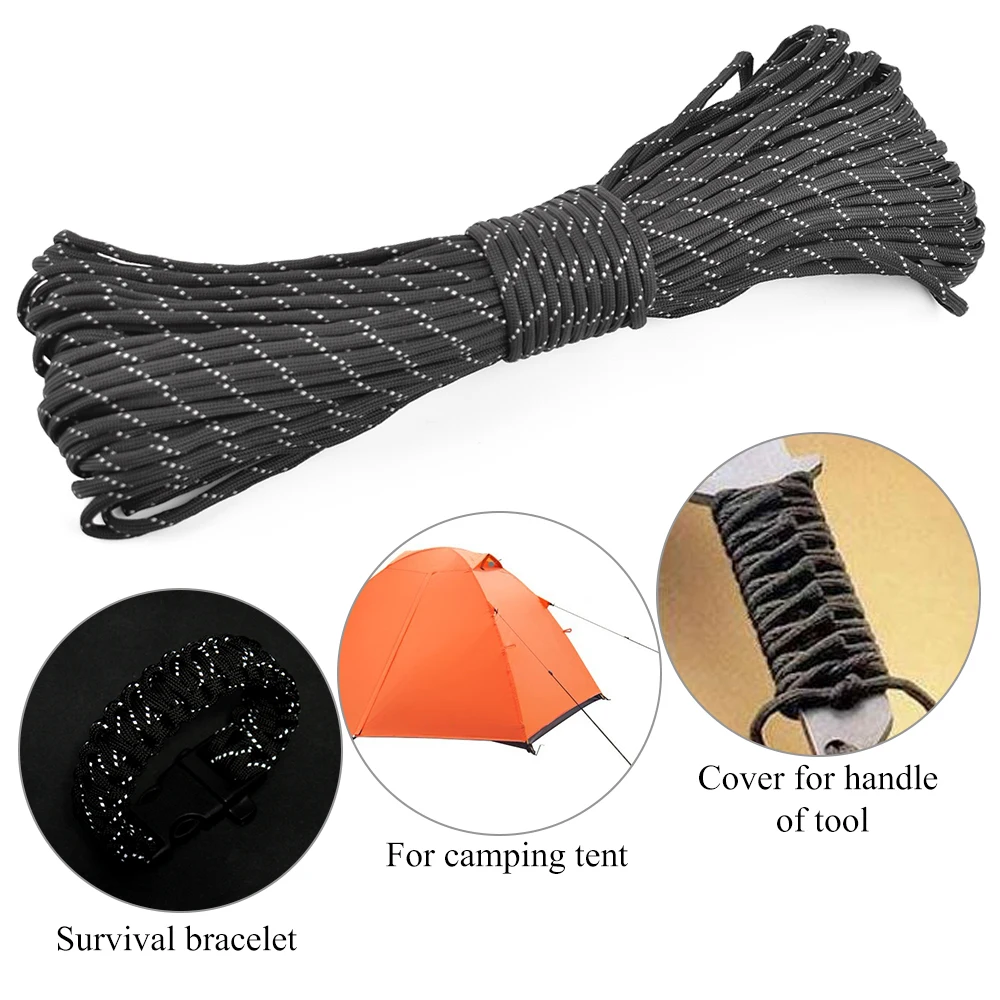 31 m/100FT عاكس Paracord Guyline خيمة حبل 4mm 9 ستراند النوى Paracord المظلة الحبل الحبل ل بقاء التخييم تسلق
