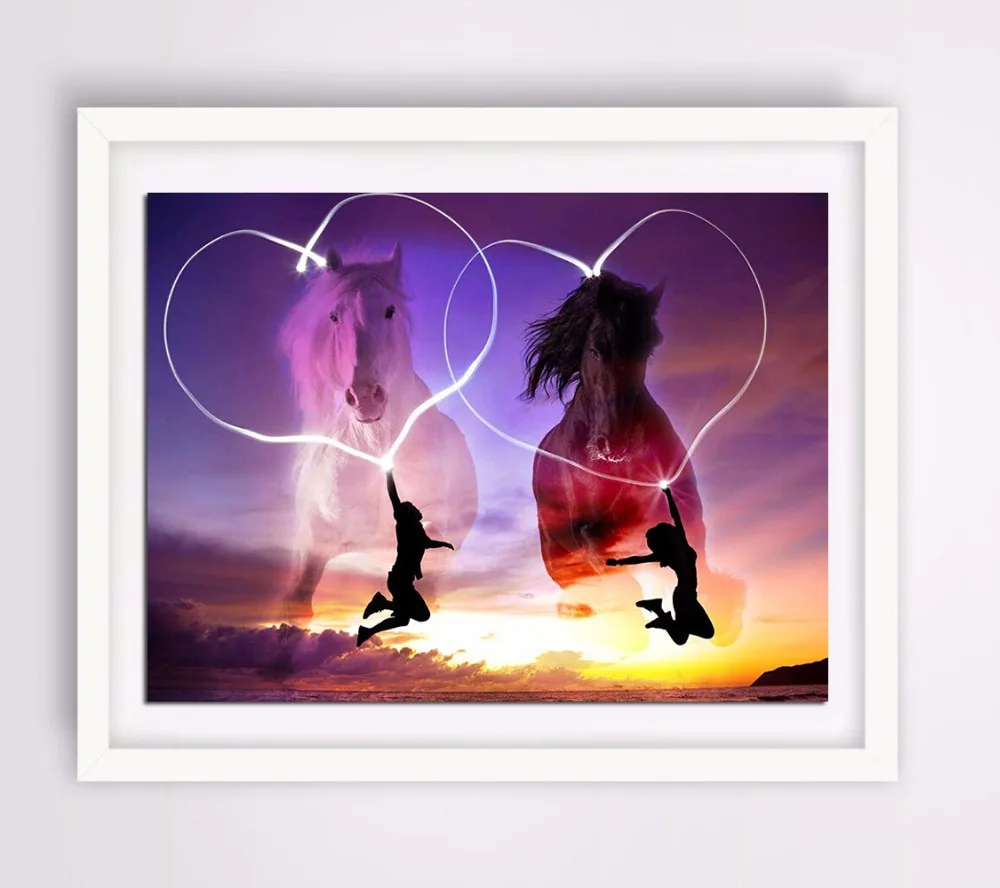 Full round drill 5D diamond painting DIY embroidery love horse&ampcouple Cross Stitch Rhinestone mosaic home decoration | Дом и сад