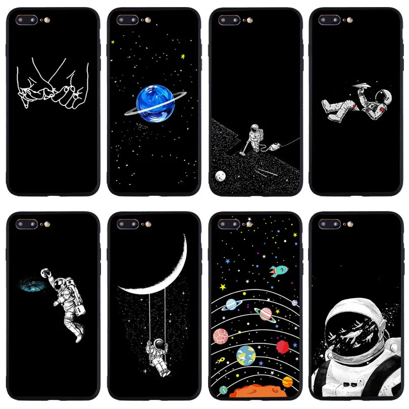 

Blue Earth Printed Spacewalk Phone Case For iPhone 6 5 5S SE 6S 7 8plus Case For iPhone X XS 11Pro Max XR Cover Soft Cases
