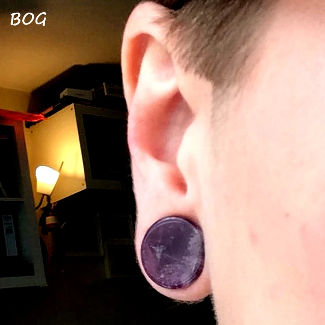 Bog 1pair Ear Expander Body Piercing Jewelry Purplelesh Stone Bog 1pair Ear Expander Body Piercing Jewelry Purplelesh Stone Tunnel Plugs Gauges Earlobe Earring
