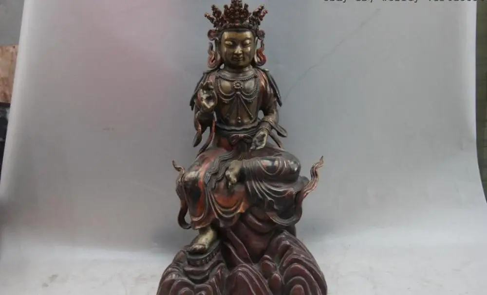 22 тибетская старая буддийская фиолетовая медь Bodhisattva Kwan-Yin Guan Yin статуя Будды | Дом