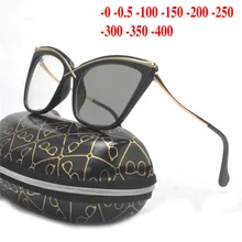 Фотохромные солнцезащитные очки готовой близорукость очки для женщин мужчин ретро очки с оправой из сплава cat ультрасветлые при миопии NX