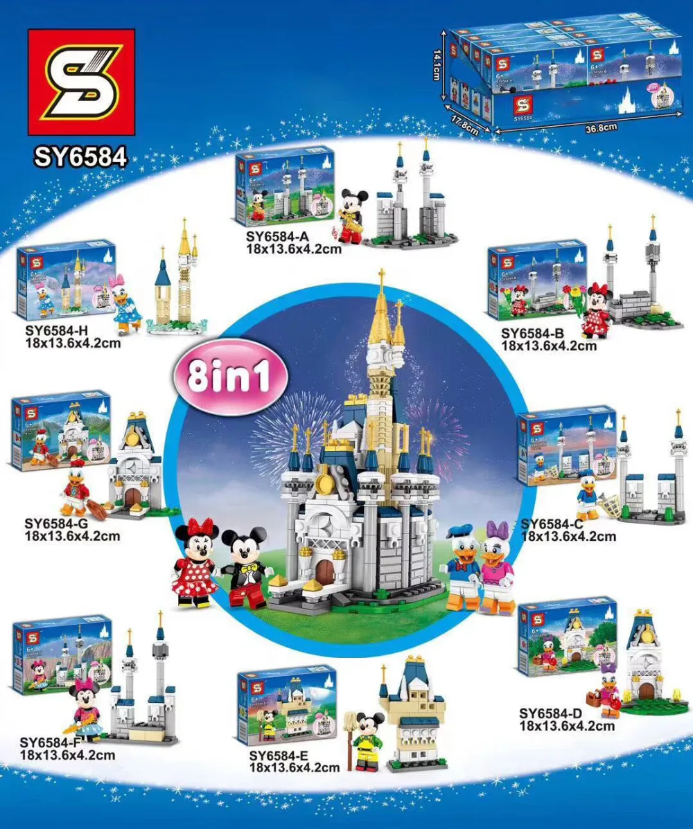 

Legoings Building Blocks Cartoon Character Figures Mickey Mouse Donald Duck Gift Dolls Action Bricks For Children Toys SY6584