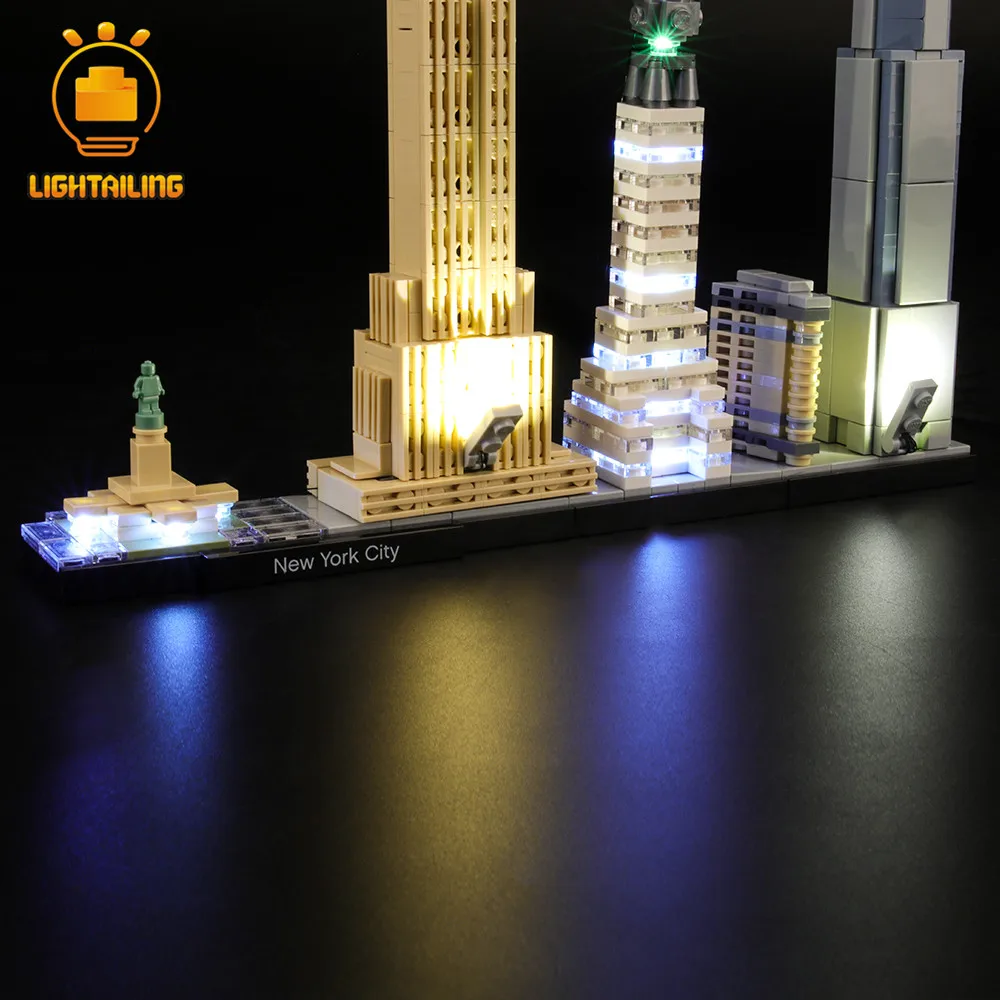 Светильник, светодиодный светильник, набор для архитектурного дизайна, Нью-Йорк, строительный блок, светильник, набор, совместимый с 21028