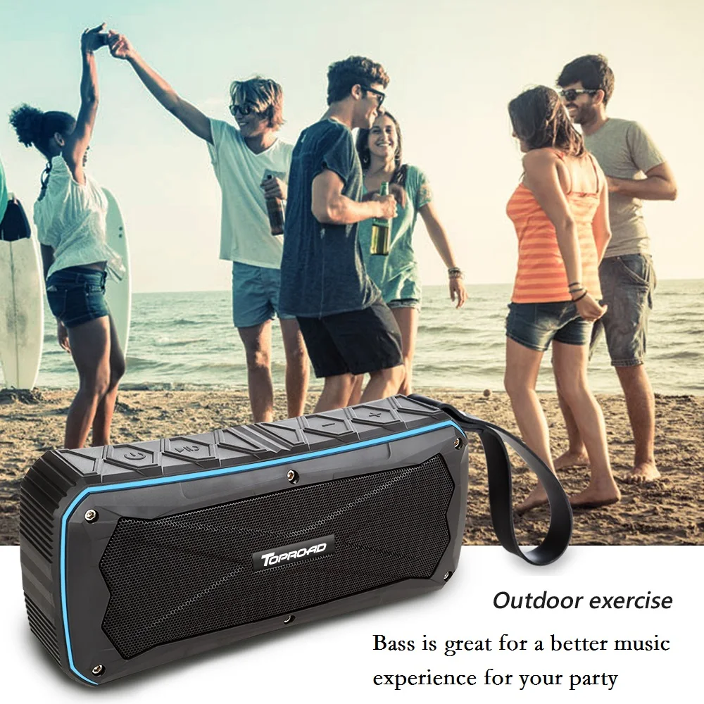 TOPROAD Waterproof IP66 Bluetooth Speaker Portable Outdoor Power Bank Speakers Wireless Stereo Music Player Support TF card AUX - ANKUX Tech Co., Ltd