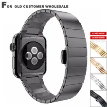 Ремешок из нержавеющей стали для Apple Watch 4, 3, браслет для iwatch 4, 3, 38, 40, 42, 44 мм, застежка-бабочка, застежка-липучка, ремешок