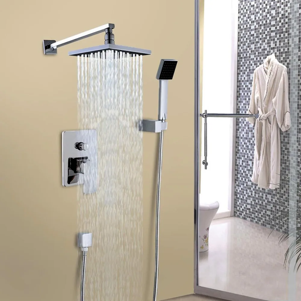 

8.7" Wall Mounted Rainfall Shower Head Arm Control Valve Handspray Faucet Set Bathroom High Pressure Shower Set Ship from USA