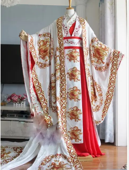 Fan Bingbing белый красный свадебный костюм ханьфу Тан император костюм императрицы для ТВ игры Легенда о Wu Meiniang Wu Zetian - Цвет: groom 175cmH