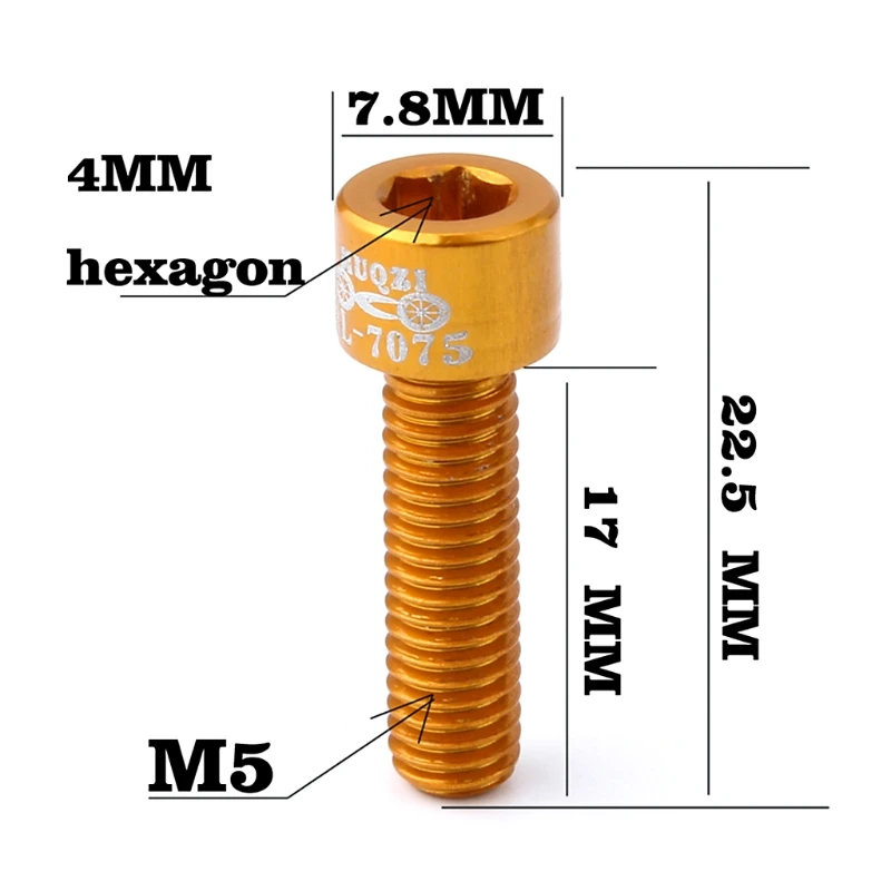 4 шт./пакет велосипедный вынос руля винт M5x17mm болт из алюминиевого сплава с фиксированным Шестерни MTB