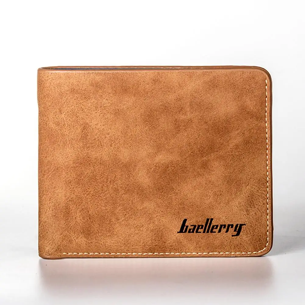

banabanma Men Retro Frosted PU Wallet Two Folding Male Purse Credit Card Holder Solid Color Short Wallet ZK30