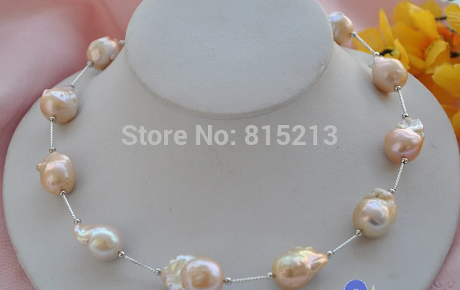 

ddh001490 pink baroque KESHI REBORN PEARL silver NECKLACE