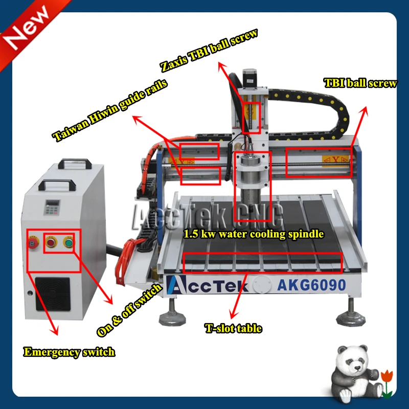 

PVC,aluminum,iron,copper,stone cutting machine mini CNC Router 6090 1.5kw water cooling for 3d work