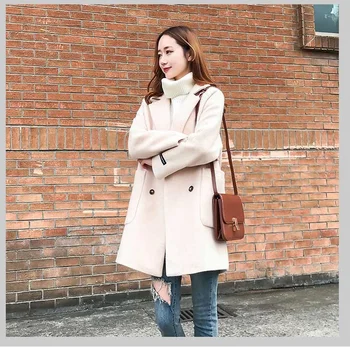 

2020Wool Coat Female Fashion Women Woolen Coats High-end Elegant Long Slim Winter Jacket Royal Coats&Jackets Plus Size Femininos