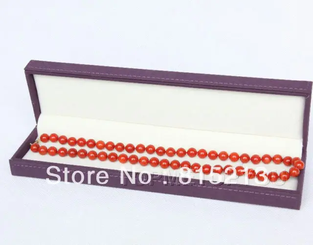 

ddh002 long 8.5mm perfect round red coral necklace 14KGP 28% Discount