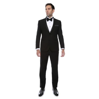 

Custom Made Mens Suits Black Groomsmen Notch Satin Lapel Groom Tuxedos Wedding Best Man Suit (Jacket+Pants+Tie+Girdle) B630
