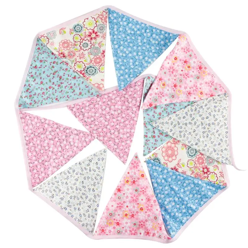 

12 Flags 3.2m Pirate Theme Cotton Fabric Bunting Pennant Flags Banner Garland Wedding/Birthday/Baby Shower Party Decoration