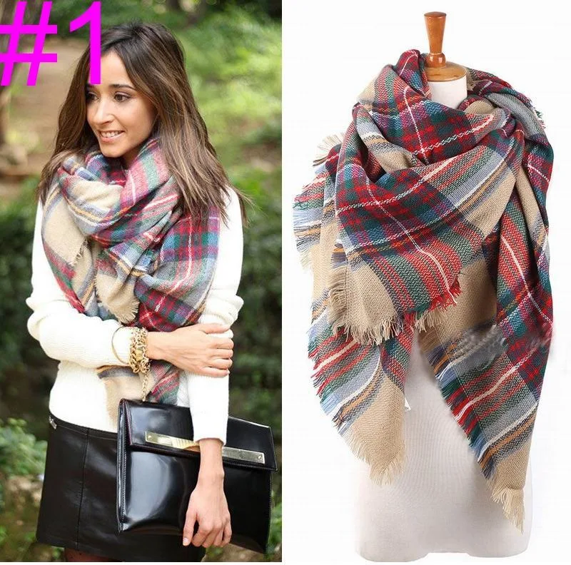 Factory Price Women Oversized font b Tartan b font Blanket Scarf Woman Ladies Shawl Bloggers Favor
