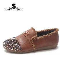 Новое поступление зимние женские эспадрильи туфли на плоской подошве на меху в горошек; кеды; модная женская обувь мрачного стиля круглый носок туфли с открытым носком для женщин