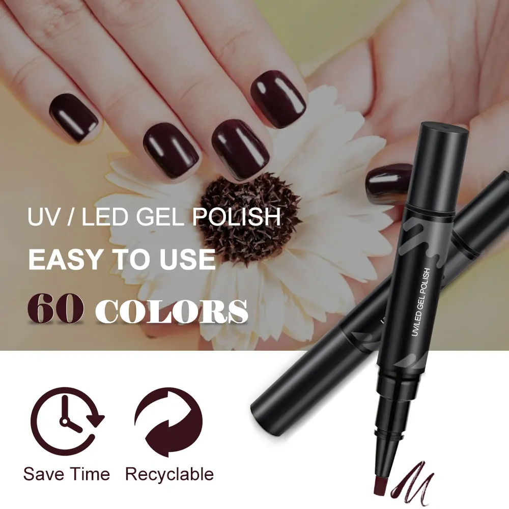 LKE 3 Step Nail Gel Art Semi Permanent UV Hybrid Nail Gel Polish Nail Varnish Brush Pen Soak Off 10 seconds fast drying