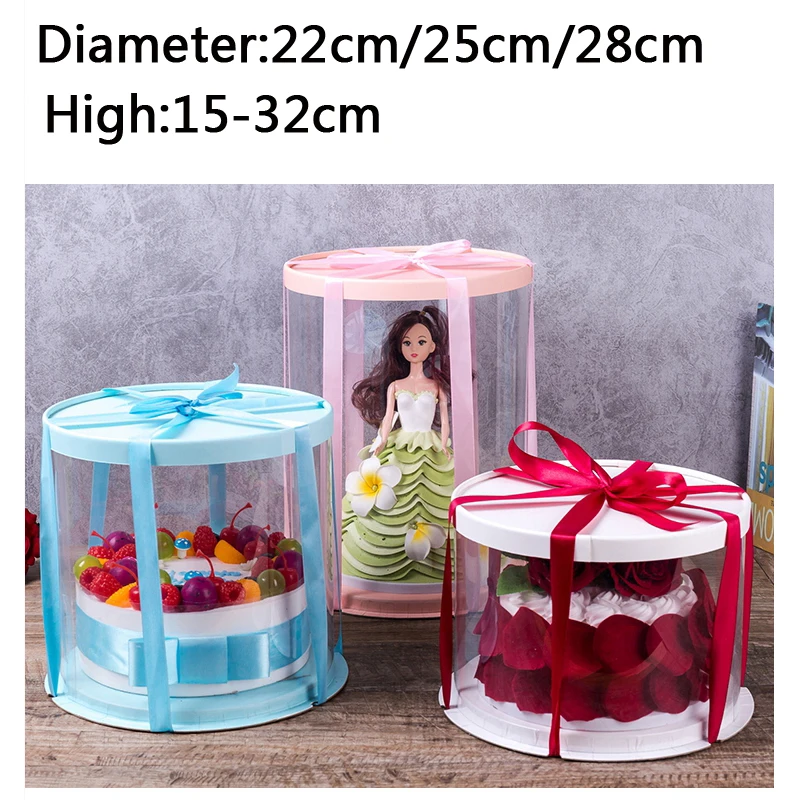 

6set Clear Plastic Cake Bakery packaging Boxes transparent Baking Cookie display pack Box Carry display tall layer Bake baker