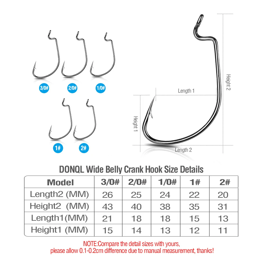 DONQL 50/100 шт. широкая заводная рукоятка бронзовых морских рыболовных крючков из углеродистой Сталь офсетная печать рыболовный крючок 3/0#2# басов колючий Карп Рыбалка крюк для Мягкая приманка в виде червей