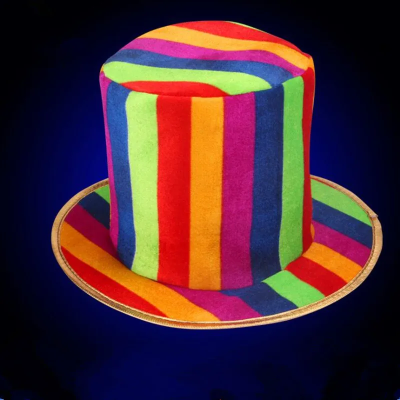 Colorful Stripe Clown Hat Adult Masquerade Performance Top Hat Cosplay