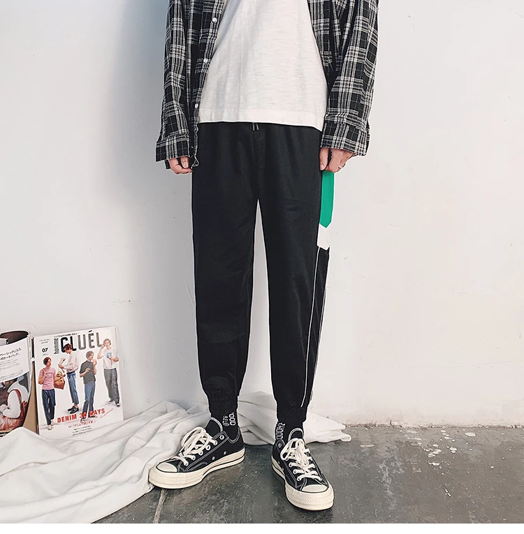 Хип хоп брюки для девочек для мужчин Уличная джоггеры Harajuku Sweatpant повседневные тренировочные штаны сбоку полосатый лоскутное мотобрюки