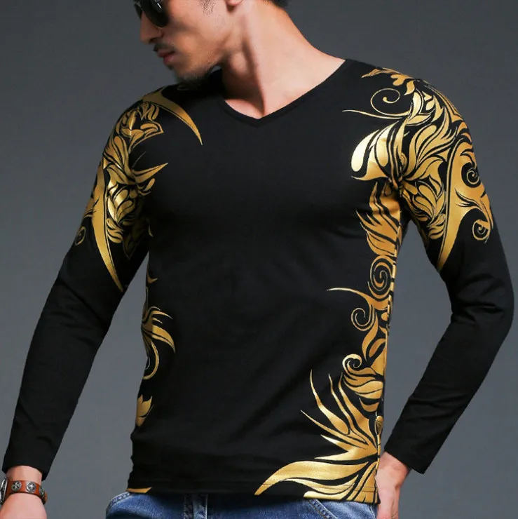 

TBAIYE European style High quality high-end Men Autumn Casual Long-Sleeved T-shirt designed exclusively Top Fashion T-shirt