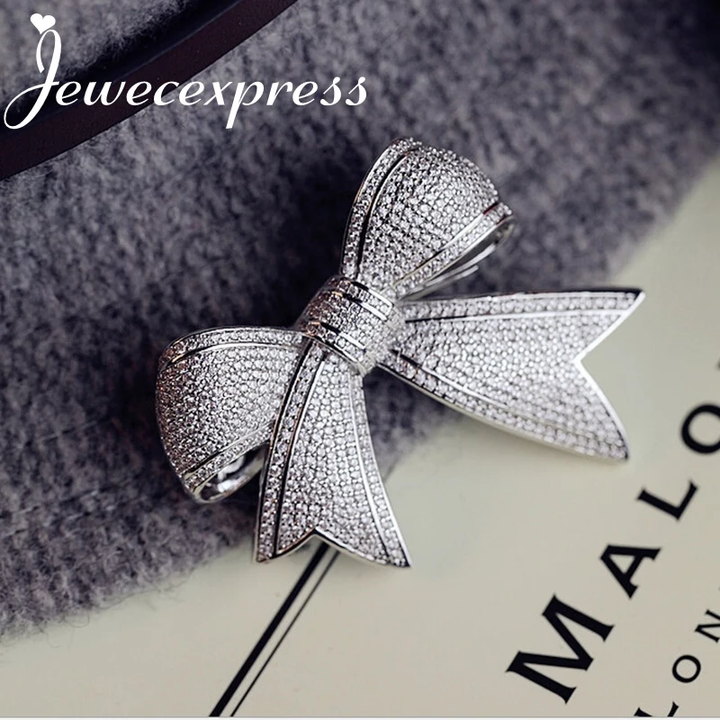 Jewecexpress bow bright Zirconia brooches Women jewelry brooch women