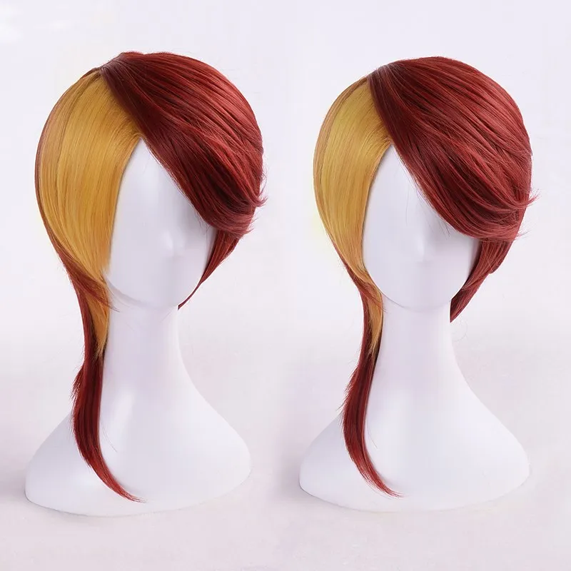 

New Anime Houseki no Kuni Rutile Mixed Color Cosplay Wigs Halloween Role Play Wig Red Yellow
