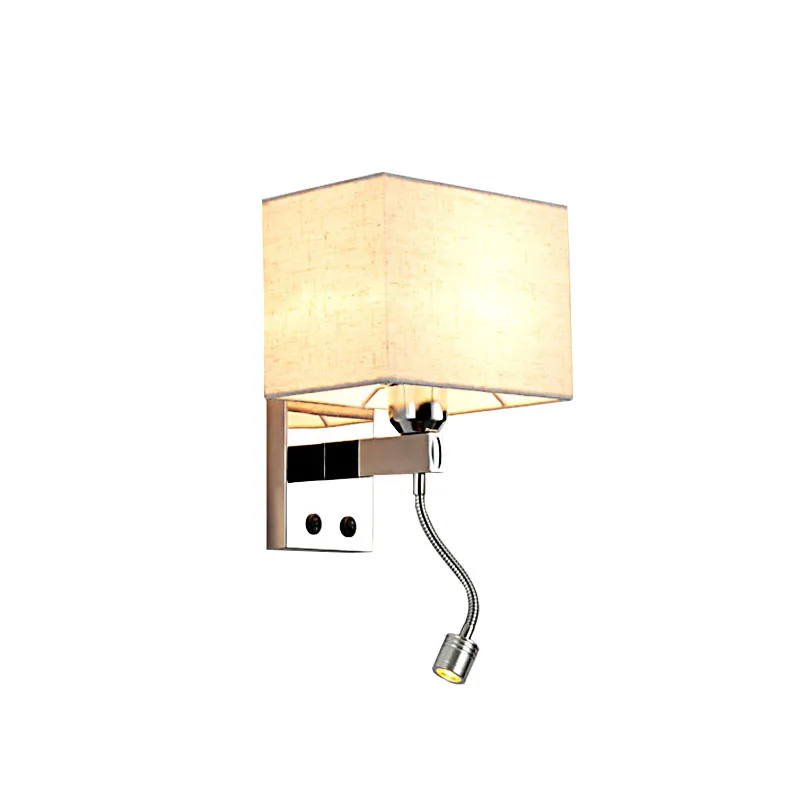 

Modern Bedroom Wall Light Switch LED Wall Lights For Bedroom Stainless Steel Lamp Fabric Lampshade