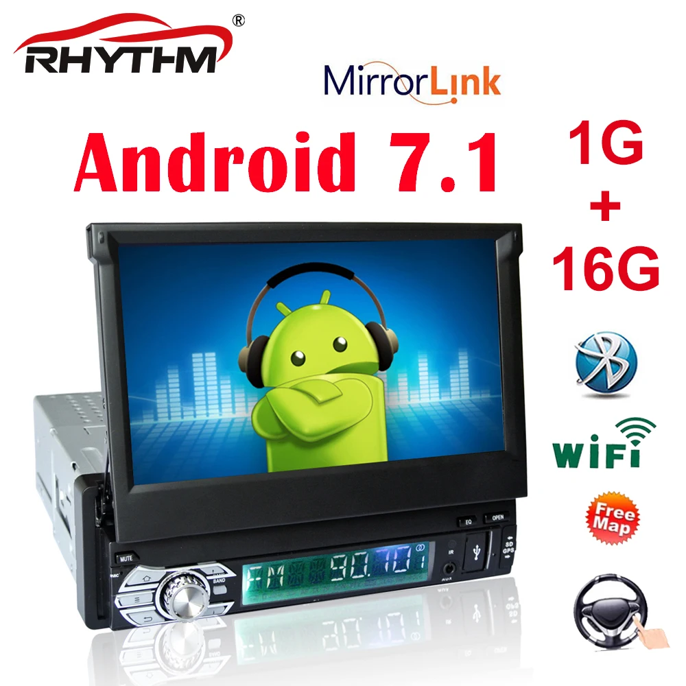 

DHL 1 Din Android 7.1 Car Radio Stereo Universal 7" Capacitive HD Touch Screen For WIFI GPS Navigation Bluetooth Audio Player