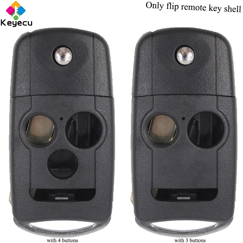 

KEYECU Replacement Folding/ Flip Remote Key Shell - 3/ 4 Buttons & Uncut Blade - FOB for Acura/ Honda TL TSX MDX RDX ZDX/ Accord