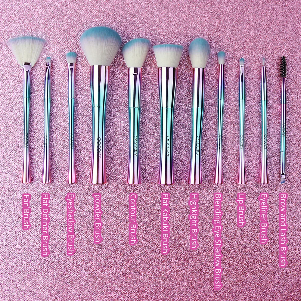 Pincéis de Maquiagem Docolor Fantasia Kabuki pó Mistura Escova Fundação Sombra Escovas Cosméticos Macio Cabelo Sintético 11 Pçs 3 Beleza e saúde
