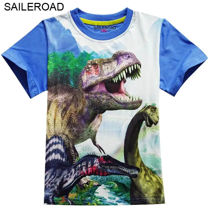 2004 blue SAILEROAD 4-9age Динозавр Печати Pattern Дети Мальчик Футболка Лето Детские Дети Мальчики Топы Футболки Для Мальчиков Одежда Одежда - Цвет: 2004 blue
