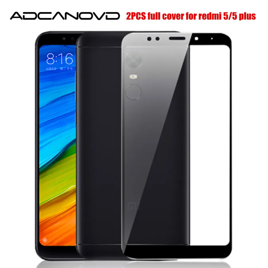 

2Pcs/lot glass for xiaomi redmi 5 plus full cover protective glass for xiaomi redmi5 5plus screen protector tempered glass film