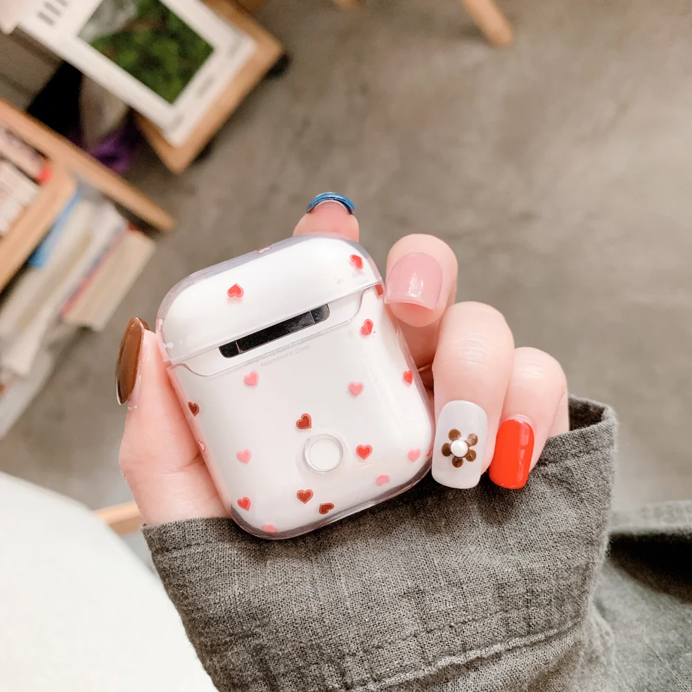 

LOVE Honey Hard Crystal Clear Cover Retail Package Transparent Earphone Case for Apple AirPods 1 2 Wired Charging Box Cute Cases