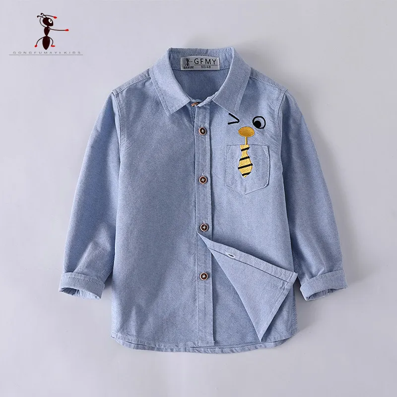 Kung Fu Ant/ г. рубашки для мальчиков с героями мультфильмов сине-белая блузка весенне-осенняя одежда для детей хлопковая Kinder Kleding 2931