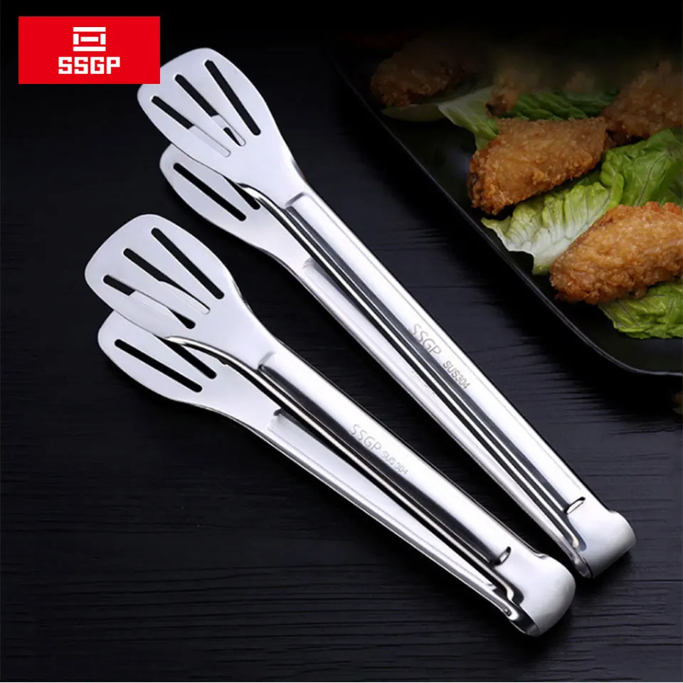Stainless Steel Food Tongs Salad Bread BBQ Buffet Clip Kitchen Clamp Tools 